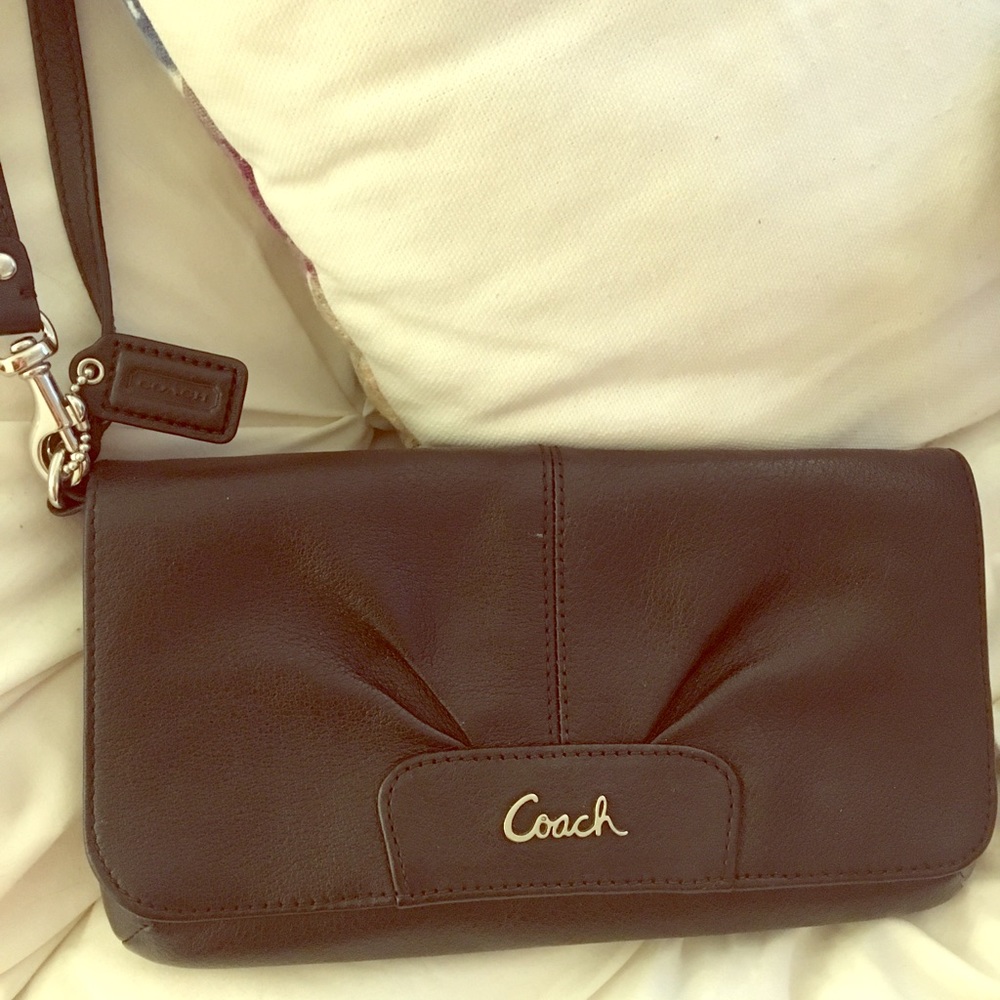 Leather Coach wristlet / clutch (black)
